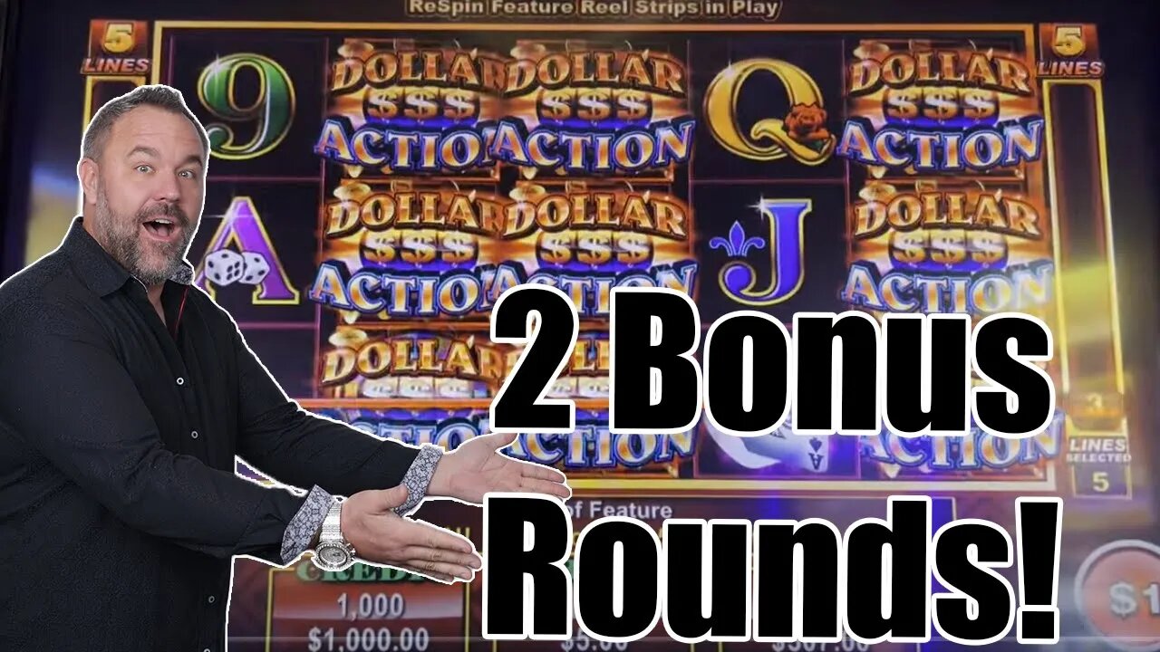 Dollar Action - Chasing that MAJOR! 2 Bonus Rounds! Potawatomi!