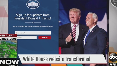White House website transformed as President Trump takes office