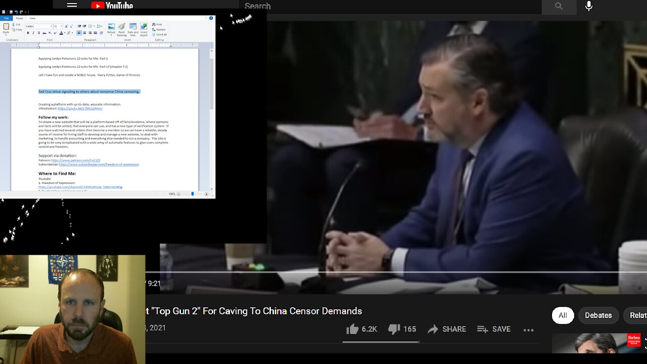 Ted Cruz virtue signaling to others about nonsense China censoring.