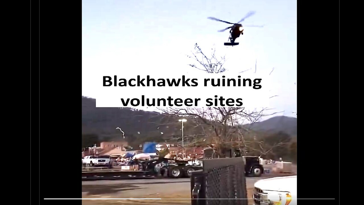 Blackhawk Helicopter ruins volunteer supply areas, FEMA sabotage?