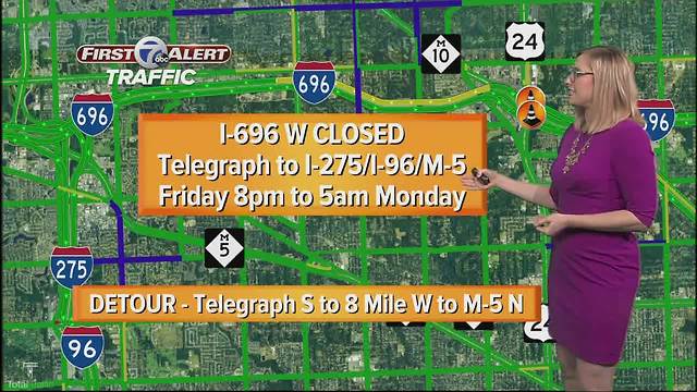 WB I-696 closing from Telegraph to I-275 in Oakland Co. this weekend