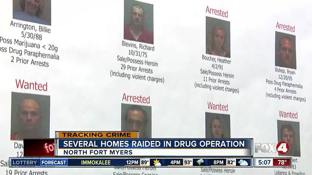 Nine arrested, six more wanted in North Fort Myers drug bust Thursday