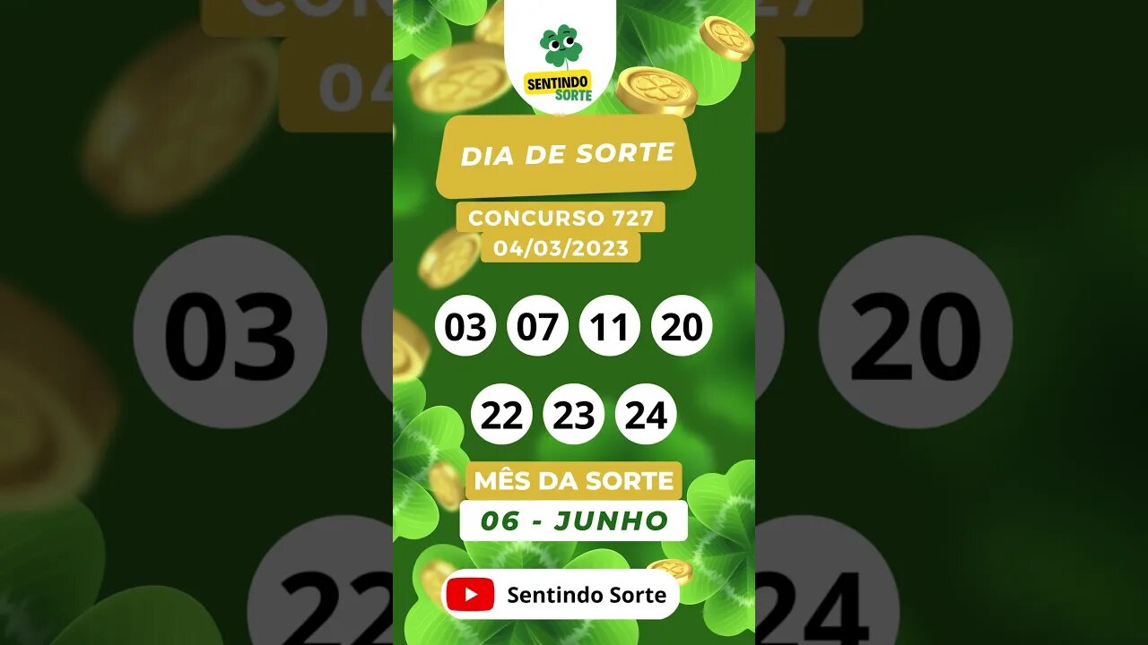 🍀 Resultado DIA DE SORTE 727 | Sentindo Sorte #shorts