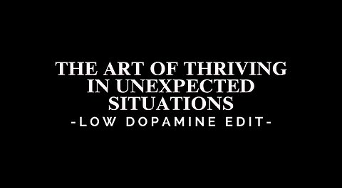 THE ART OF THRIVING IN UNEXPECTED SITUATIONS - LOW DOPAMINE EDIT