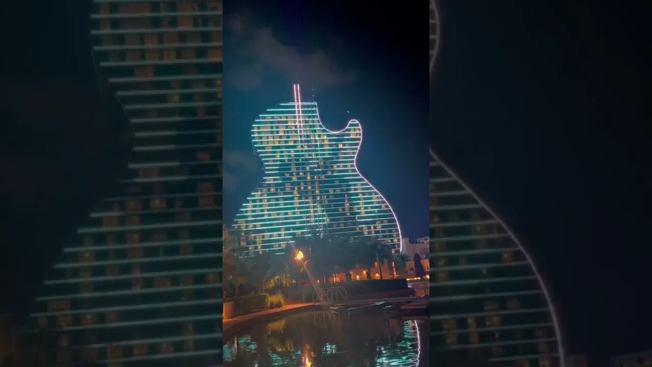 The Guitar Hotel Light Show In Miami Florida #shorts #shortvideo #shortsvideo