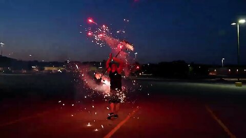 Strapping fireworks to flow props.. Cause it is 4th of July - Norsefyre - Omaha, Nebraska 4k
