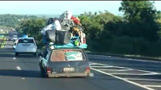 carro absurdamente carregado é flagrado em autoestrada?