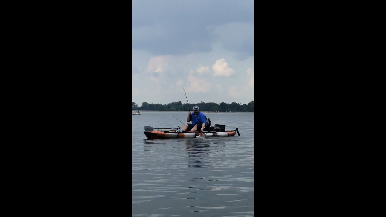 Catching a catfish in the kayak