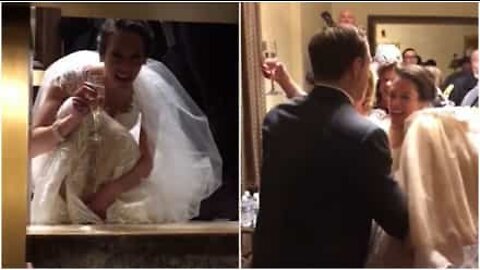 Bride gets stuck in elevator on wedding day