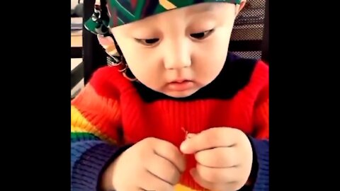 Cute baby learning task comedy new viral