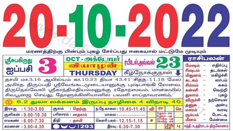 இன்றைய ராசிபலன் || 20|10|2022 வியாழக்கிழமை