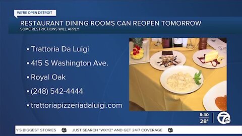 In-door Dining Restarts Tomorrow