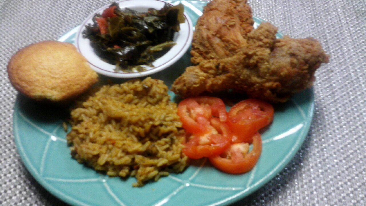 Mustard Fried Chicken & Collard Greens Homemade