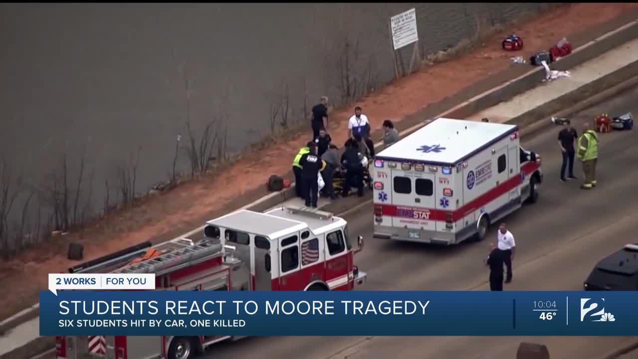 Six Moore students hit by car, one killed