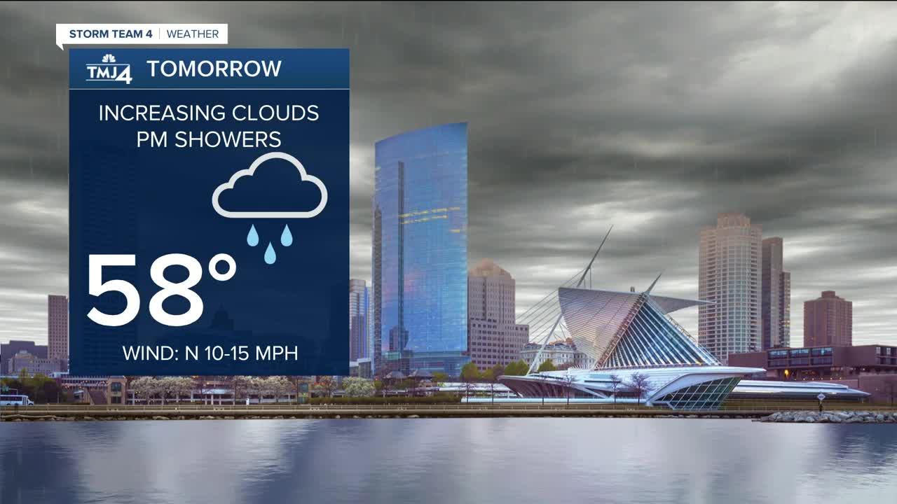 Increasing clouds Monday, then afternoon showers