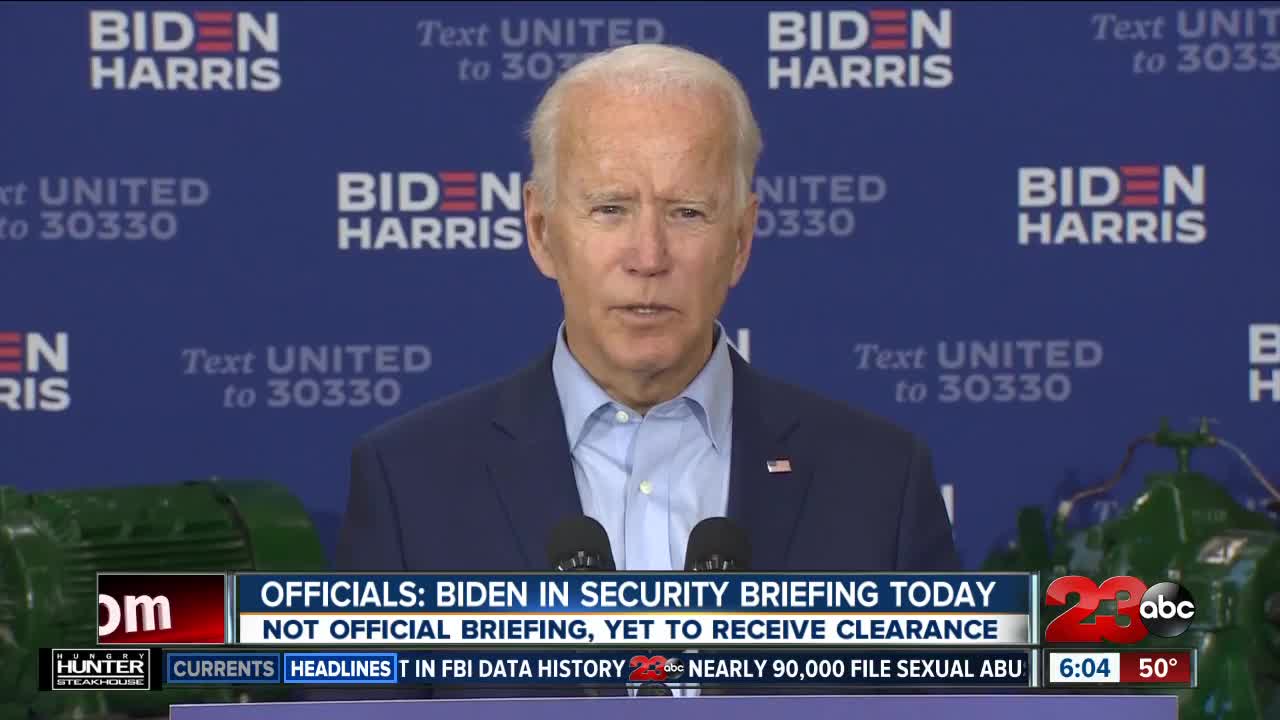 Officials: Biden in security briefing Tuesday