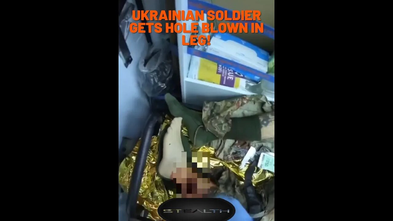 Ukrainian soldier gets hole blown in leg