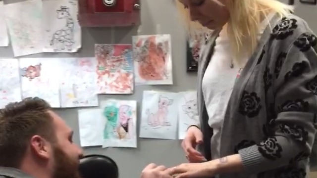 A Guy Proposes To His Girlfriend In A Tattoo Parlor With His New Tattoo