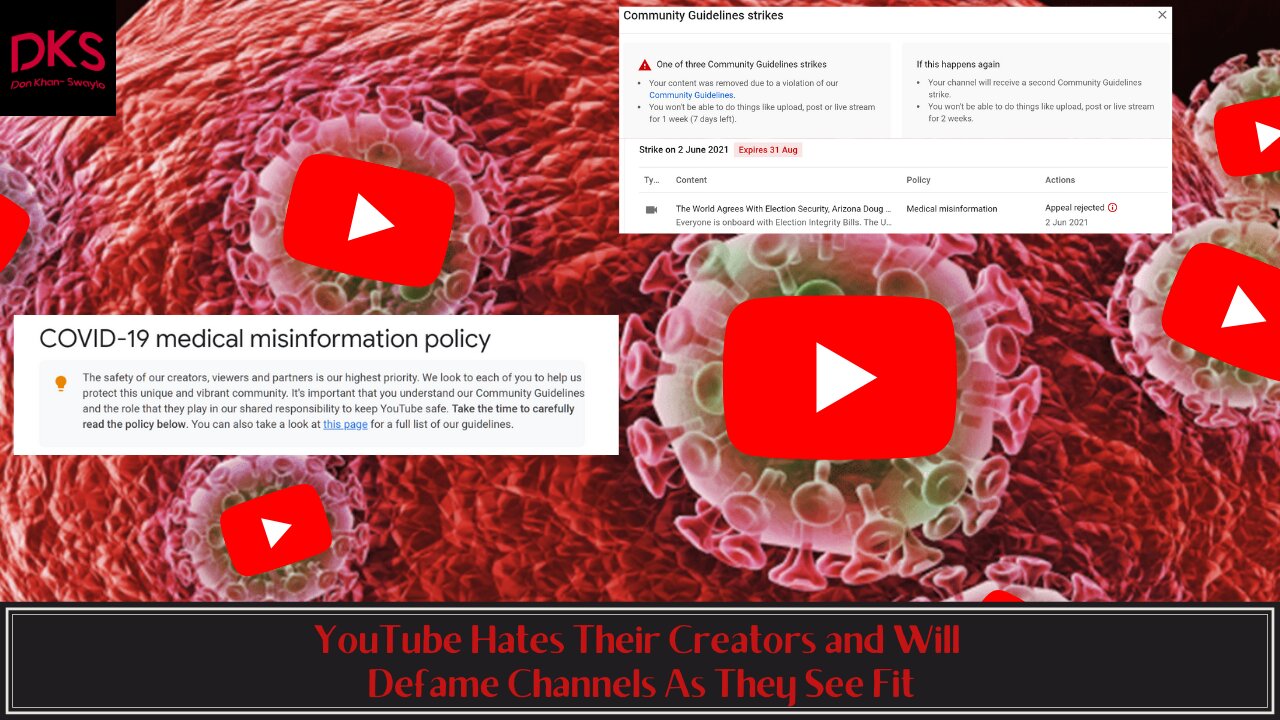 YouTube Hates Their Creators and Will Defame Channels As They See Fit