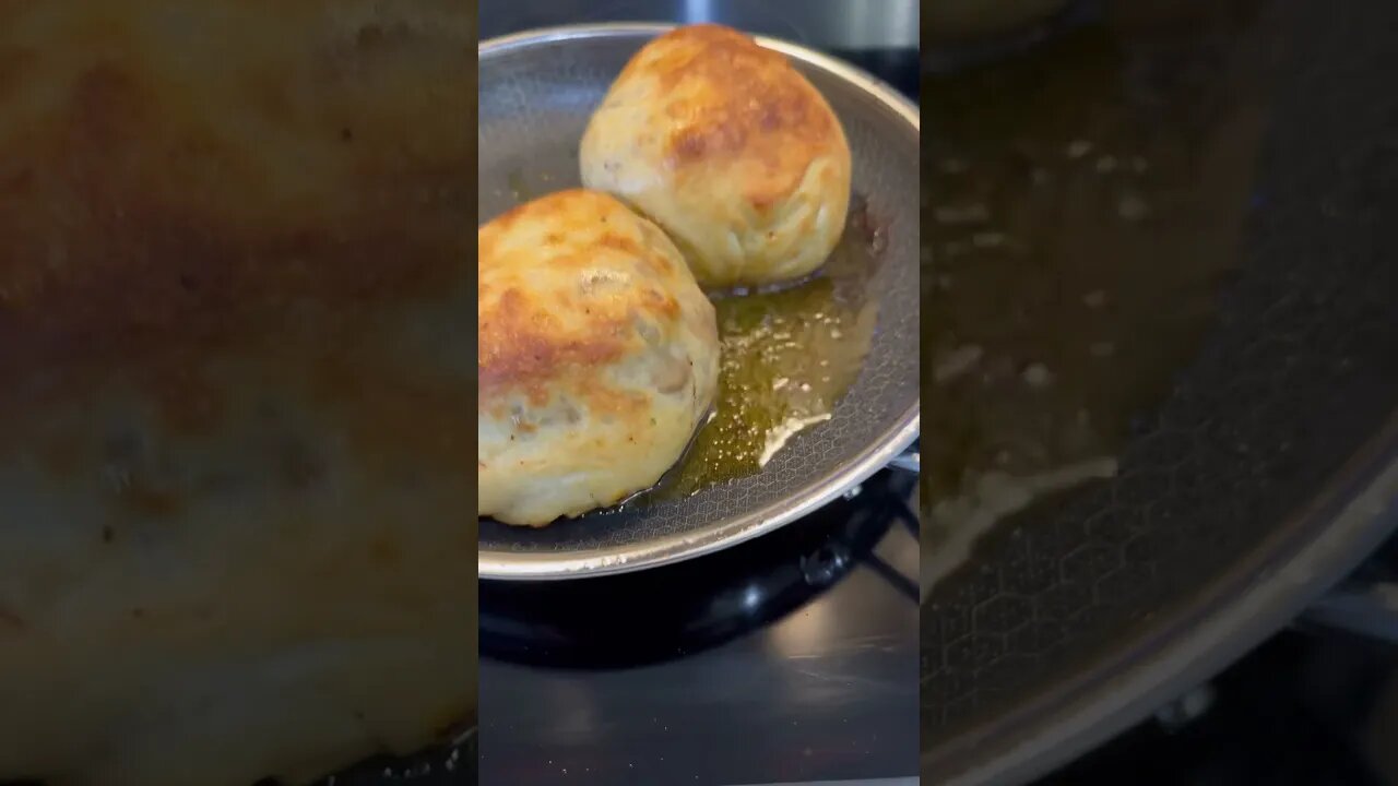 Short rib burgers stuffed in pizza dough. Reveal in next short!