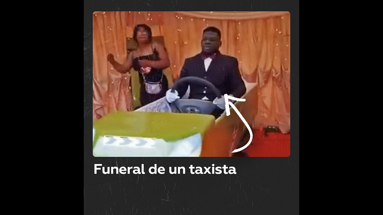 Despedida de un taxista con un ataúd giratorio en forma de taxi