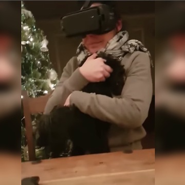 Mom Tries Virtual Reality For First Time; She So Frightened, She Grabs Dog At Wrong End