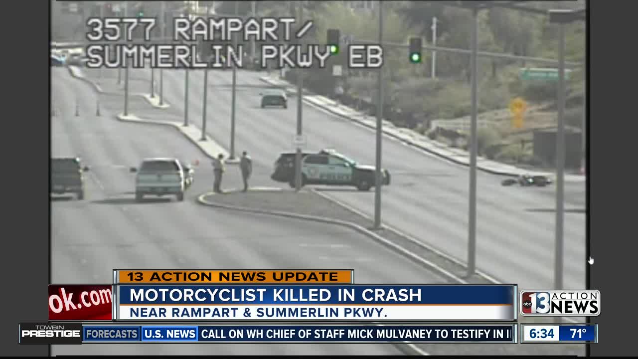 Motorcyclist killed in crash near Rampart, Summerlin Parkway