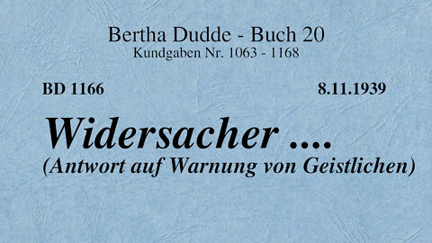 BD 1166 - WIDERSACHER .... (ANTWORT AUF WARNUNG VON GEISTLICHEN)