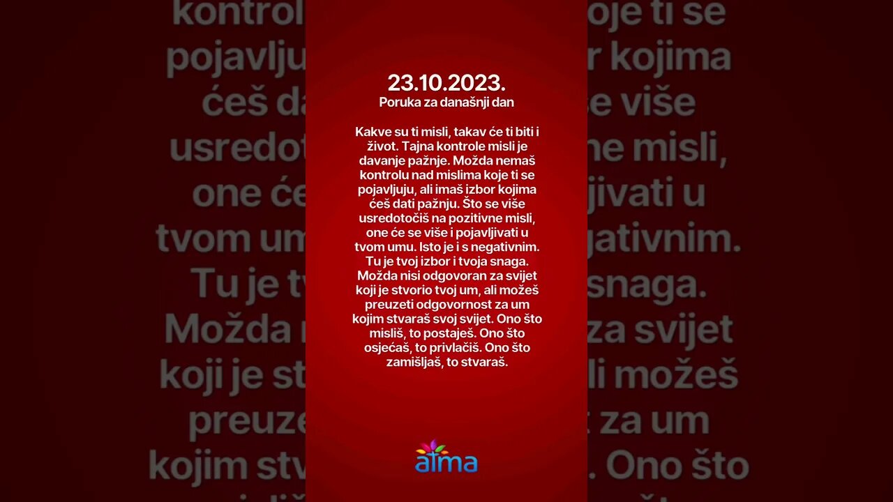 ATMA Poruka za današnji dan 23.10.2023. #inspiracija #porukadana #mudrost #motivacija