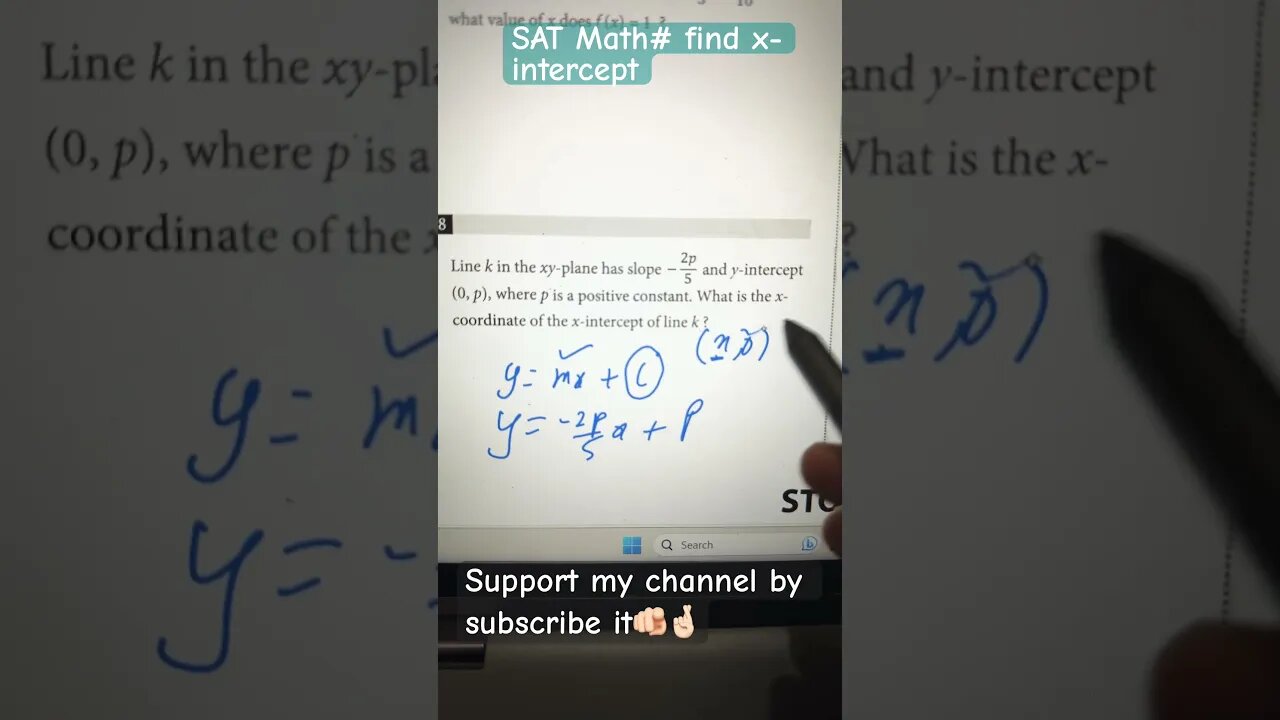 Fine x-intercept when sloe and y-intercept is given #satmath #youtubeshorts #mathtrick