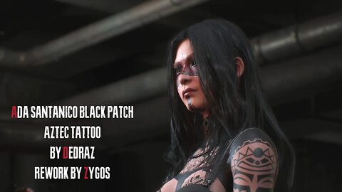 Resident Evil 2 Remake Ada Satanico Pandemonium Classic black patch Aztec Tattoo outfit