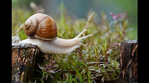 Garden Snail Eating Cocumber