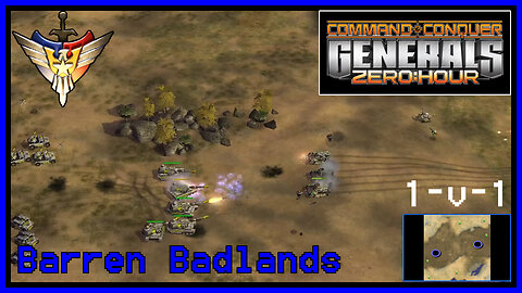 C&C Generals Zero Hour | USA | 1v1 | Barren Badlands