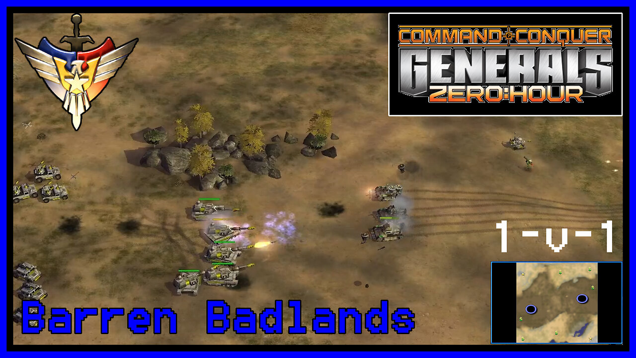 C&C Generals Zero Hour | USA | 1v1 | Barren Badlands