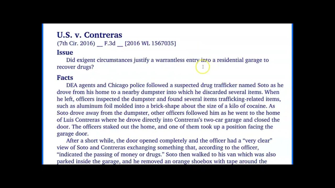 Part 10 - Police Exigency & Warrantless Entry Explained - Case: US v. Contreras