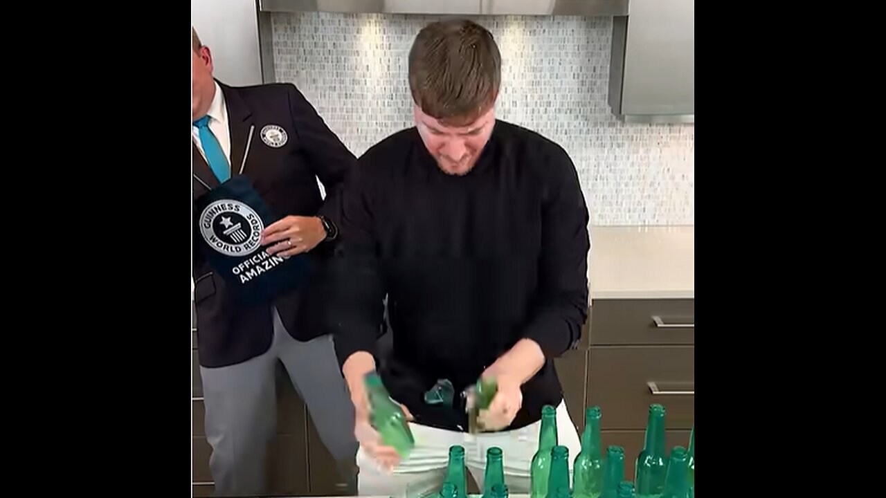 MrBeast's Epic Bottle Head Smashing World Record Attempt