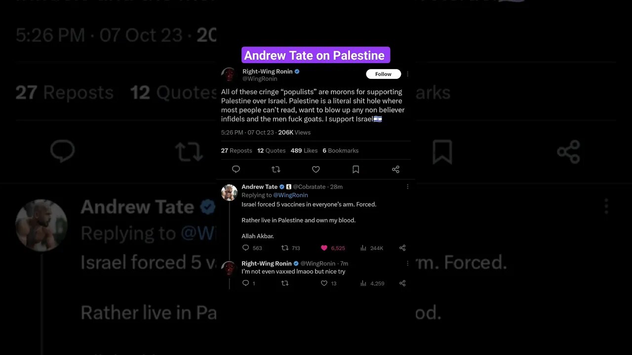 Andrew Tate Tweet On Palestine #andrewtate #muzahide Muzahide #shorts