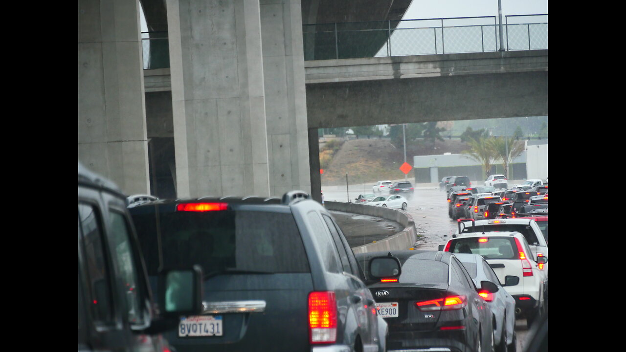 Tropical Storm Hilary. 3 Car Collision Accident.