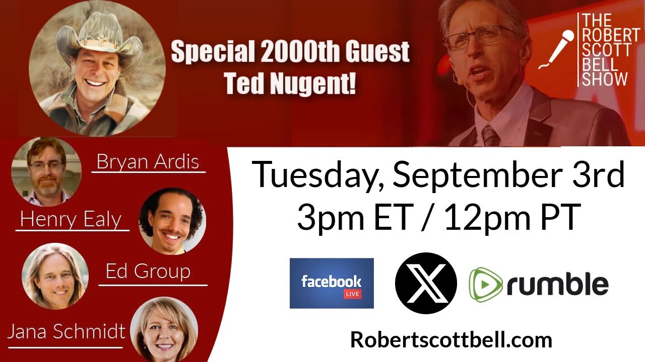 Special 2000th Guest – Ted Nugent, Clean and sober Rock & Roll, Ardis, Group, Ealy, and Schmidt, Healing for The AGES - The RSB Show 9-3-24