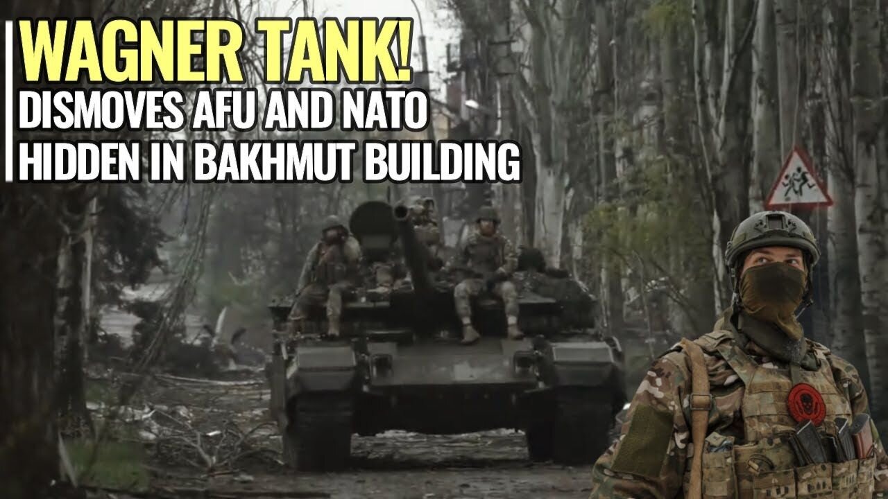 Wagner's tank demolishes a multi-storey building occupied by Ukrainian fighters in Bakhmut