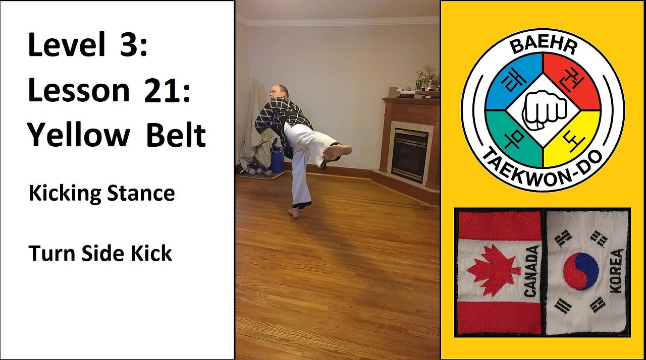 Baehr Taekwondo: 03-21: Yellow Belt: Kicking Stance - Turn Side Kick