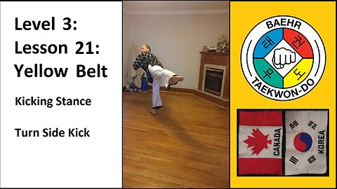 Baehr Taekwondo: 03-21: Yellow Belt: Kicking Stance - Turn Side Kick