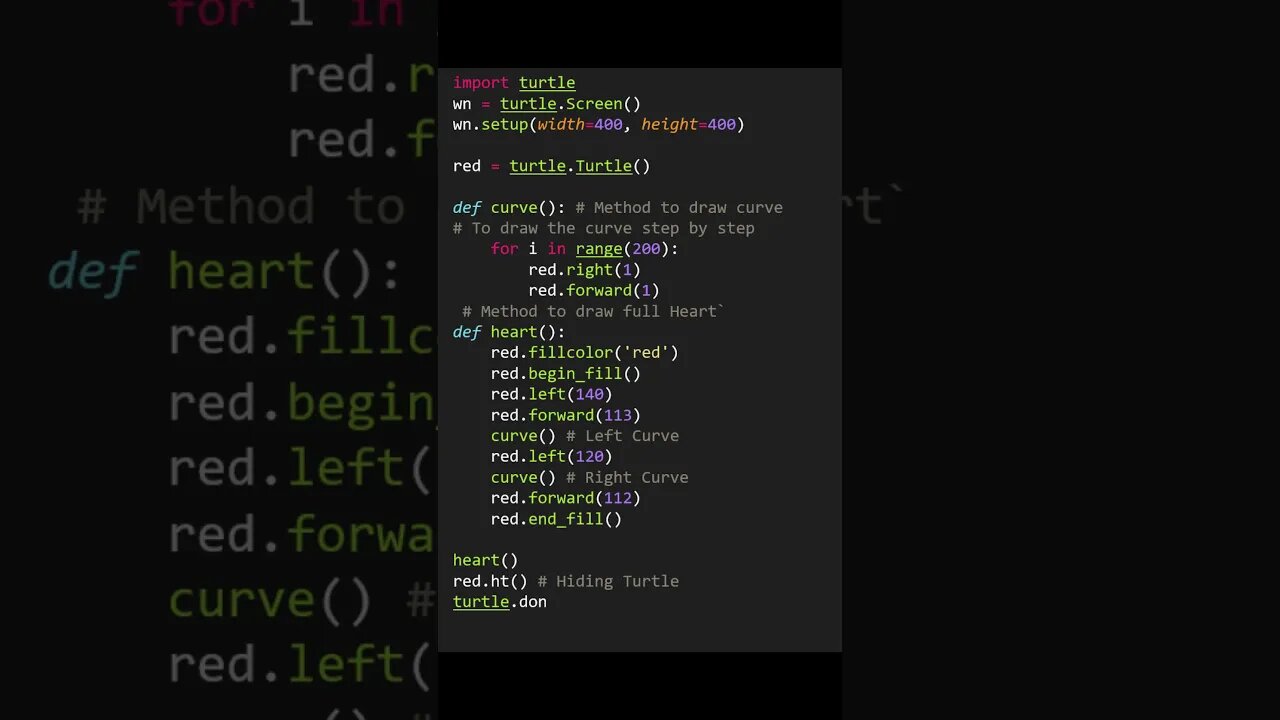 Step-by-Step Tutorial: Drawing a Heart using Python's Turtle Like a Pro!