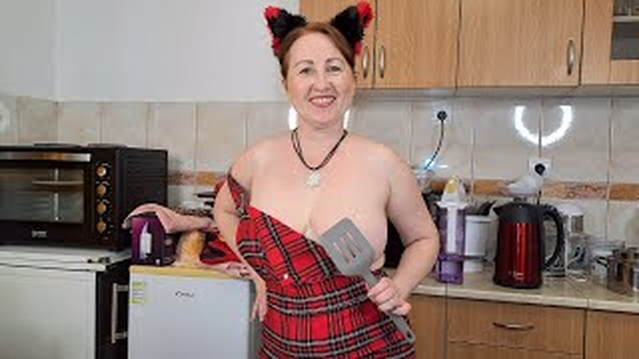 Do you like meat? Cosplay. Cooking show. Nudist kitchen. Mila naturist.