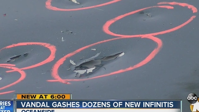 Vandal damages dozens of new Infinitis at Oceanside dealership