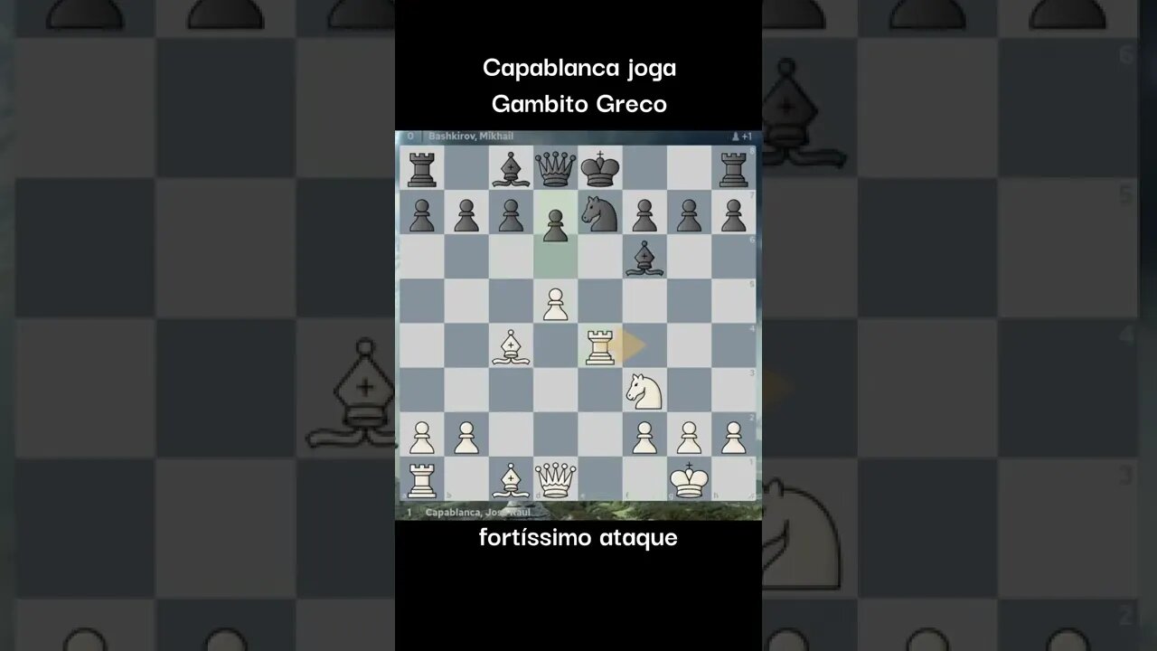 INCRIVEL GAMBITO GRECO JOGADO POR CAPABLANCA DETONA ADVERSÁRIO