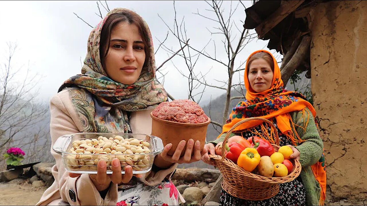 IRAN! Kebab in Pistachio Pilaf with Saffron flavor ♧ Rural Recipes Vlog