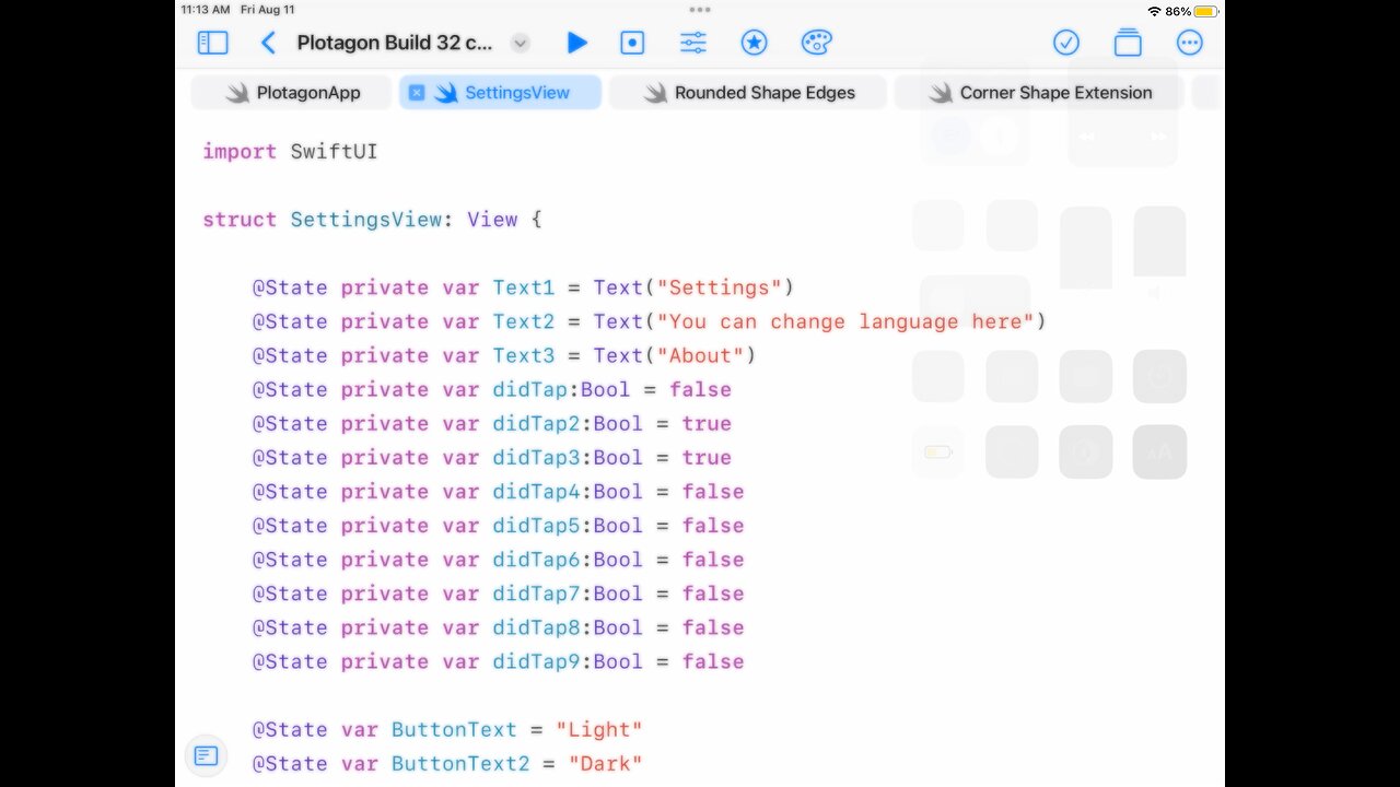 Plotagon Settings Page in Swift UI (Credit to Plotagon)