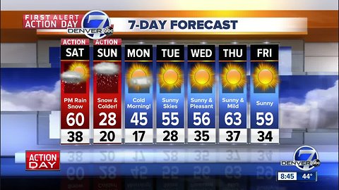 Cold and snow on the way to Colorado Sunday