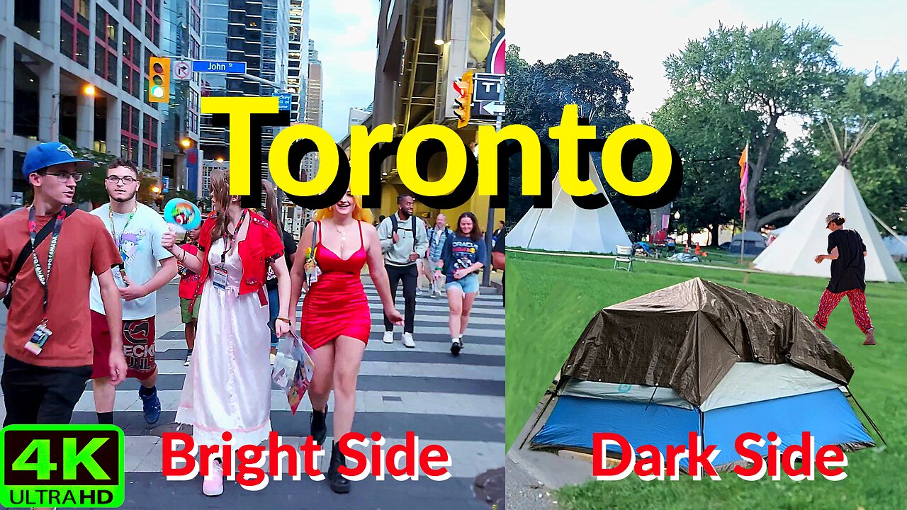 【4K】Dark Side Toronto to Bright Side Downtown Toronto Canada 🇨🇦